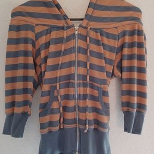 Grey and orange zip up crop hoodie size S